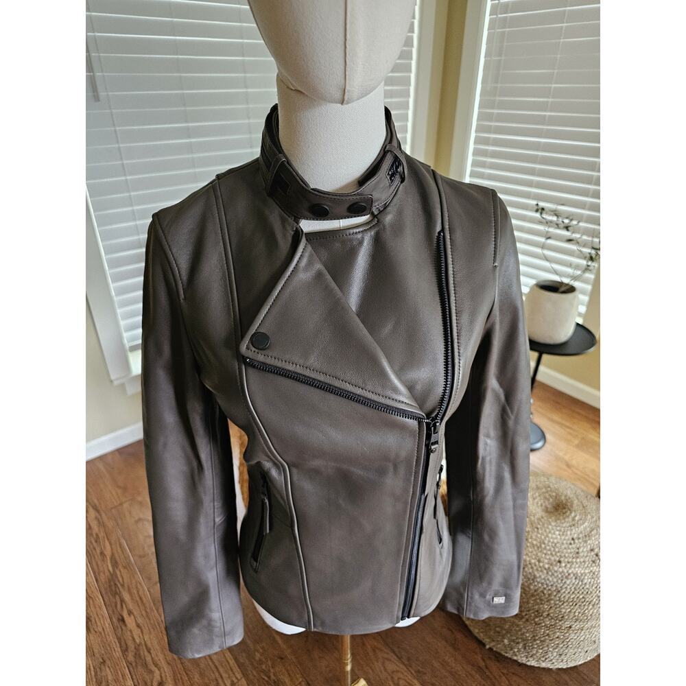 Soia & Kyo Genuine Lambskin Leather Jacket Women's XXS Moto Biker - Picture 3 of 16